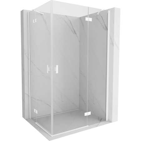 Mexen Mist-H Cabine de douche duo à charnières droite 80 x 110 cm, transparente, blanche - 8A5-080L-110P-20-00