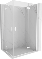 Mexen Mist-H Cabine de douche duo à charnières droite 80 x 110 cm, transparente, blanche - 8A5-080L-110P-20-00