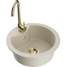 Mexen Diego évier en granit 1 bac avec robinet de cuisine Telma, beige - 6512-69-670200-50