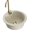 Mexen Diego Évier granit 1 bac avec robinet de cuisine Telma, beige - 6512-69-670200-50