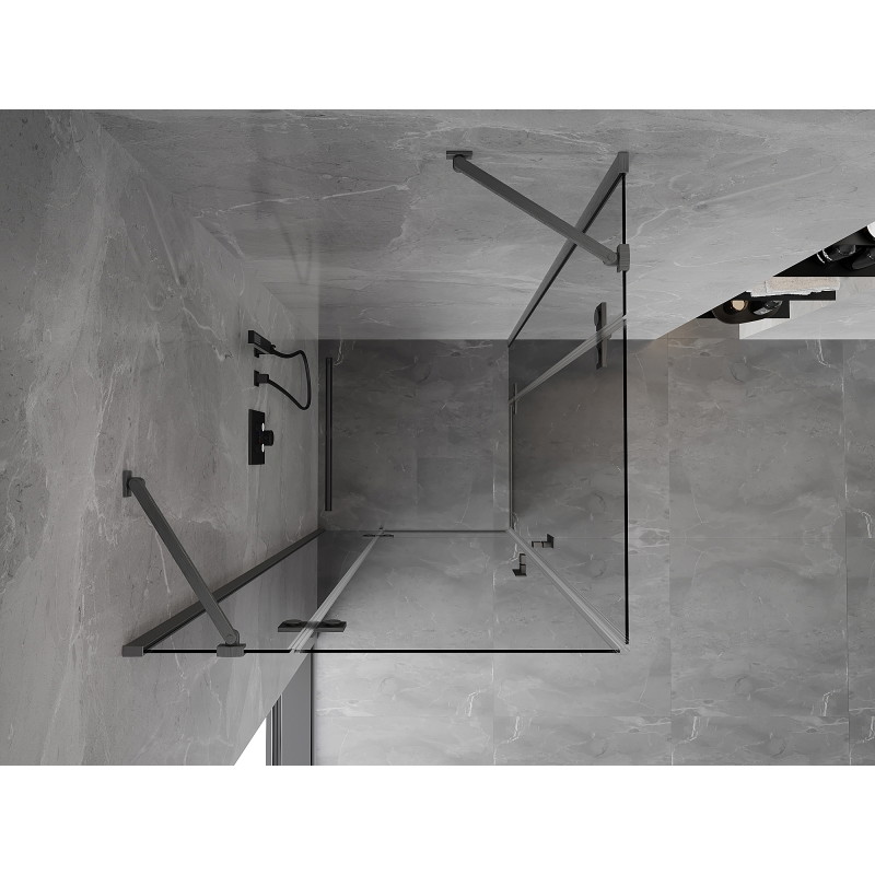 Mexen Mist-H Cabine de douche à charnières Duo 70 x 70 cm, transparent, gris arme brossé - 8A5-070L-070P-66-00