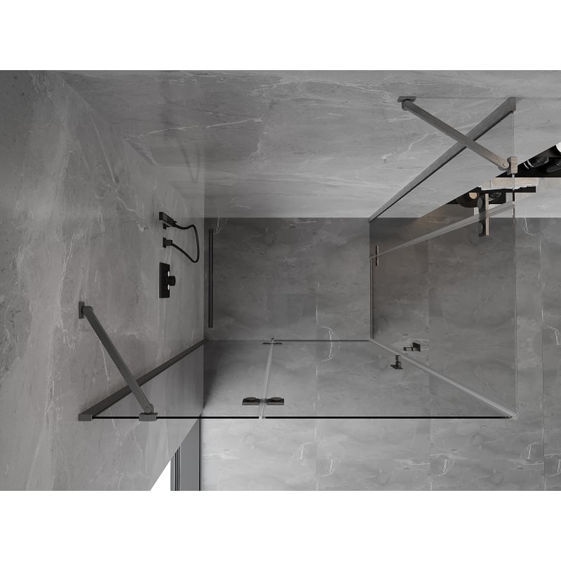 Mexen Mist-H Duo cabine de douche pivotante gauche 90 x 75 cm, transparent, gris gun brossé - 8A5-090L-075P-66-00
