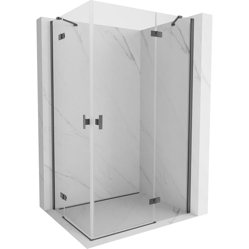 Mexen Mist-H Duo cabine de douche pivotante droite 70 x 80 cm, transparent, gris canon brossé - 8A5-070L-080P-66-00