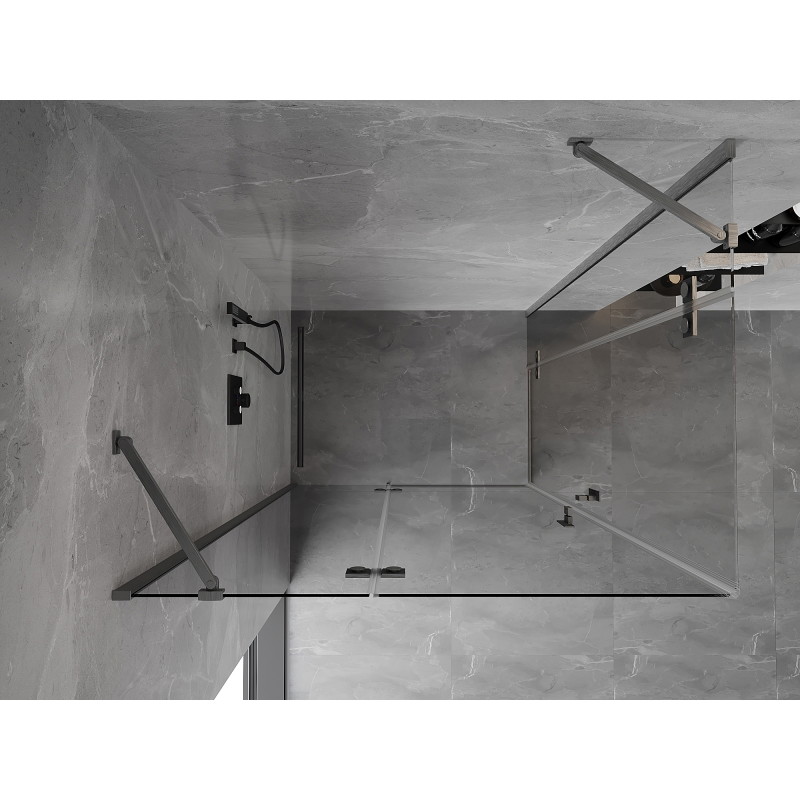 Mexen Mist-H Cabine de douche pivotante Duo gauche 120 x 105 cm, transparent, gris pistolet brossé - 8A5-120L-105P-66-00
