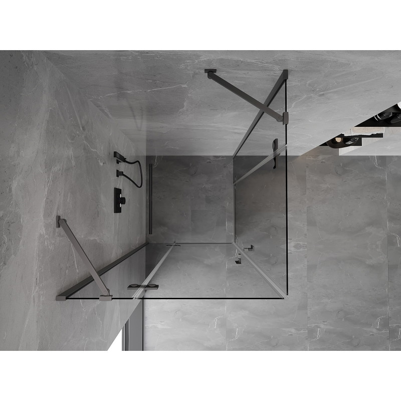 Mexen Mist-H Duo cabine de douche pivotante 70 x 70 cm, transparent, métal canon - 8A5-070L-070P-95-00