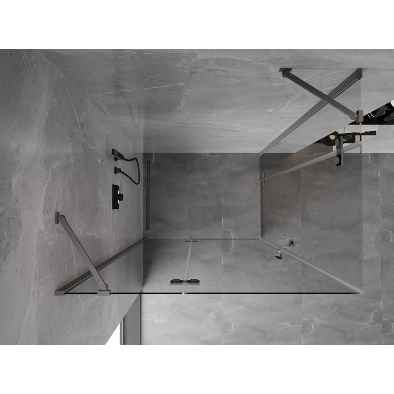 Mexen Mist-H Cabine de douche Duo pivotante gauche 90 x 75 cm, transparente, métal canon - 8A5-090L-075P-95-00