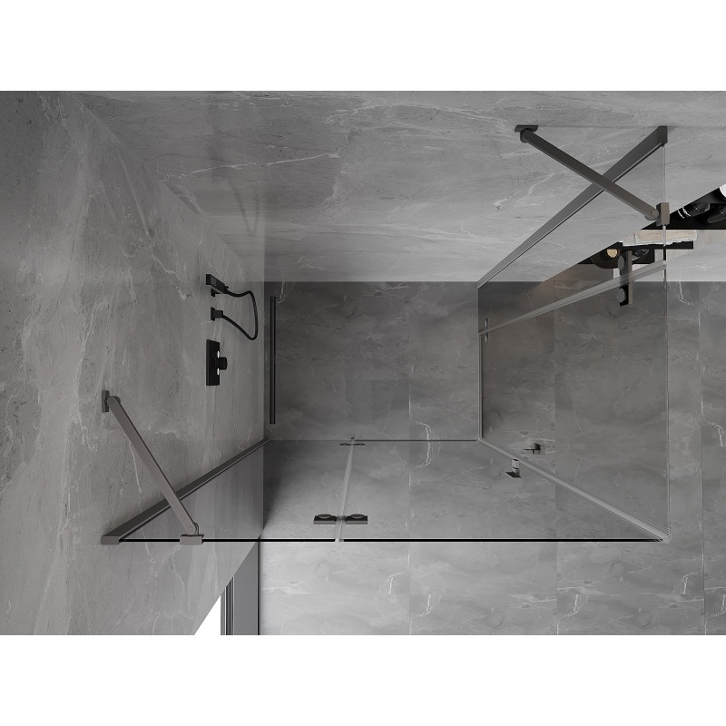 Mexen Mist-H Duo cabine de douche pivotante gauche 95 x 85 cm, transparent, métal canon - 8A5-095L-085P-95-00
