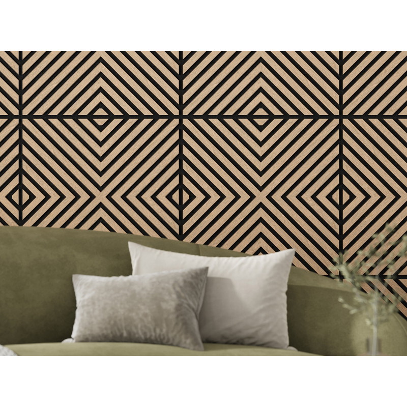 Mexen Linea 01 panneau mural acoustique 60 x 60 cm (4 pièces), feutre 9 mm, placage technique, Chêne Blanchi