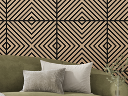 Mexen Linea 01 panneau mural acoustique 60 x 60 cm (4 pièces), feutre 9 mm, placage technique, Chêne Blanchi