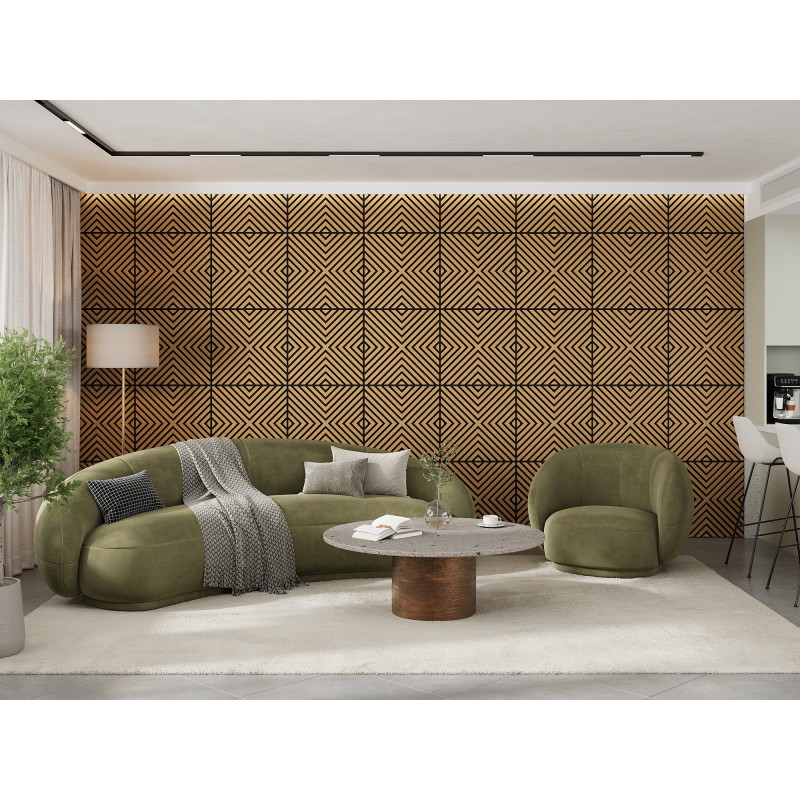 Mexen Linea 01 panneau mural acoustique 60 x 60 cm (4 pièces), feutre 9 mm, placage technique, Chêne Classic