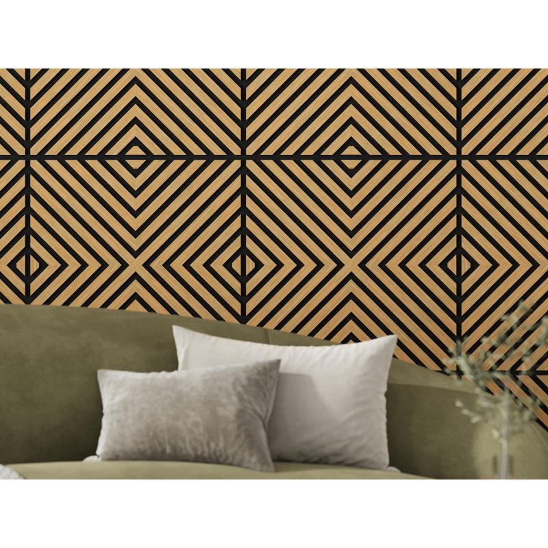 Mexen Linea 01 panneau mural acoustique 60 x 60 cm (4 pièces), feutre 9 mm, placage technique, Chêne Classic