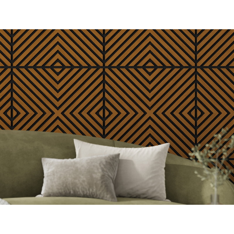 Mexen Linea 01 panneau mural acoustique 60 x 60 cm (4 pièces), feutre 9 mm, placage technique, Chêne Naturel