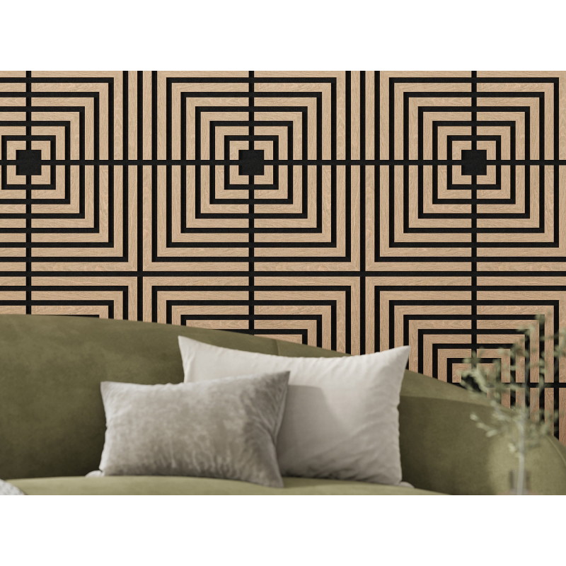 Mexen Linea 02 panneau mural acoustique 60 x 60 cm (4pcs), feutre 9 mm, placage technique, Chêne Blanchi - S110-60607-02-040