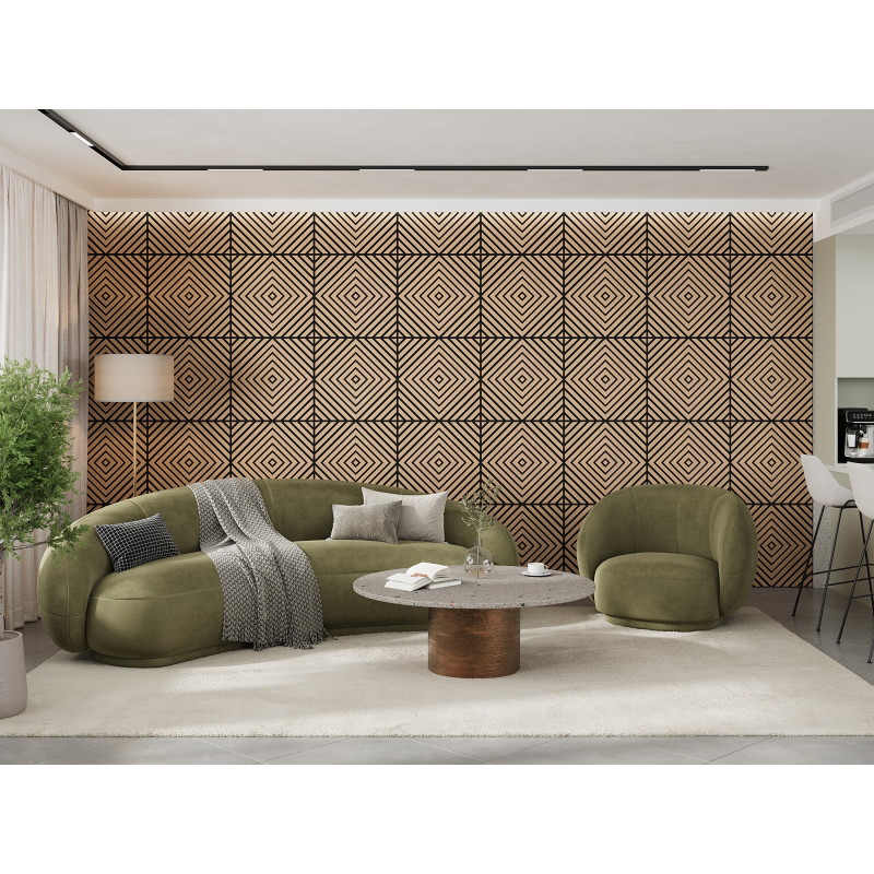 Mexen Linea 03 panneau mural acoustique 60 x 60 cm (4 pcs), feutre 9 mm, placage technique, Chêne Blanchi - S110-60607-03-040