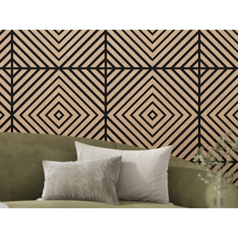 Mexen Linea 03 panneau mural acoustique 60 x 60 cm (4 pcs), feutre 9 mm, placage technique, Chêne Blanchi - S110-60607-03-040