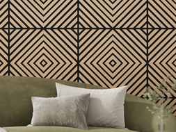 Mexen Linea 03 panneau mural acoustique 60 x 60 cm (4 pcs), feutre 9 mm, placage technique, Chêne Blanchi - S110-60607-03-040