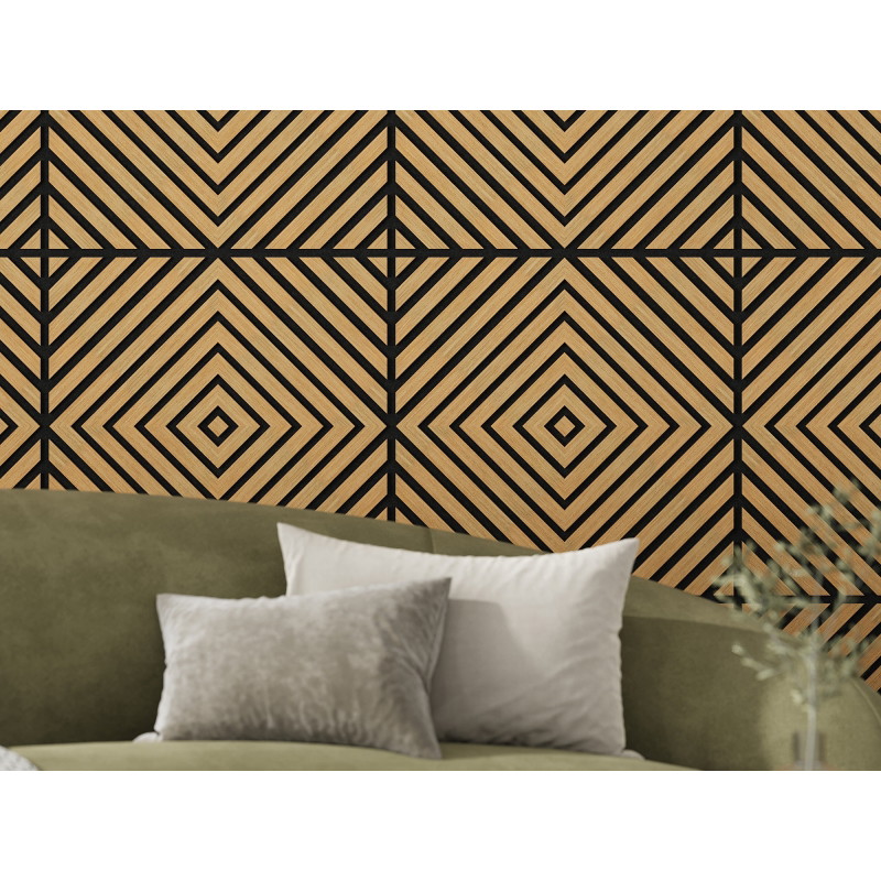 Mexen Linea 03 panneau mural acoustique 60 x 60 cm (4pcs), feutre 9 mm, placage technique, Chêne Classic - S110-60607-03-041