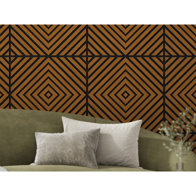 Mexen Linea 03 panneau mural acoustique 60 x 60 cm (4 pièces), feutre 9 mm, placage technique, Chêne Naturel