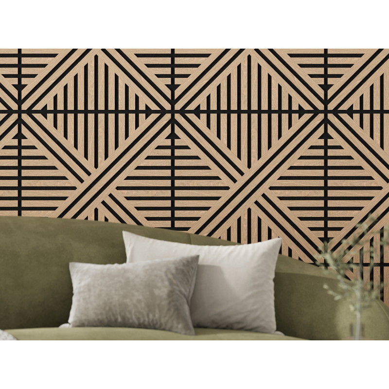 Mexen Linea 05 panneau mural acoustique 60 x 60 cm (4pcs), feutre 9 mm, placage technique, Chêne Blanchi - S110-60607-05-040
