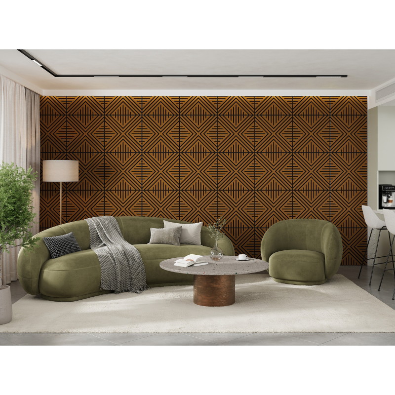 Mexen Linea 05 panneau mural acoustique 60 x 60 cm (4 pièces), feutre 9 mm, placage technique, Chêne Naturel