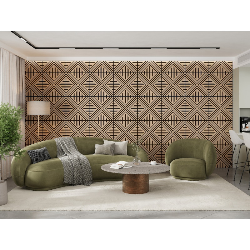 Mexen Linea 06 panneau mural acoustique 60 x 60 cm (4 pcs), feutre 9 mm, placage technique, Chêne blanchi - S110-60607-06-040