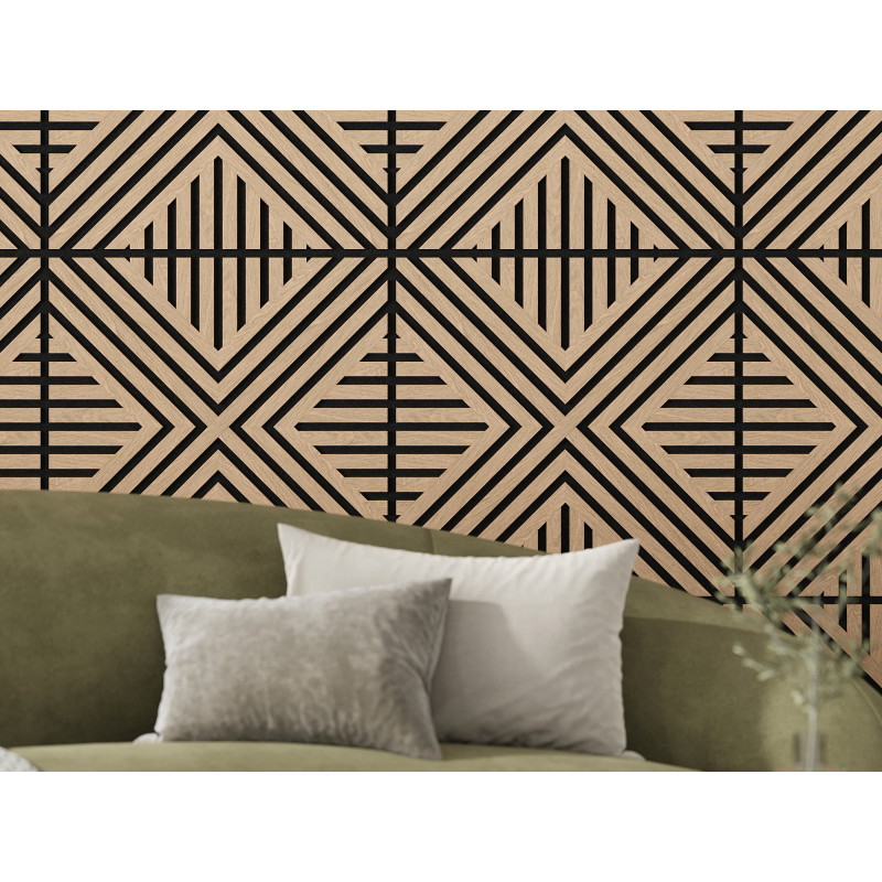 Mexen Linea 06 panneau mural acoustique 60 x 60 cm (4 pcs), feutre 9 mm, placage technique, Chêne blanchi - S110-60607-06-040