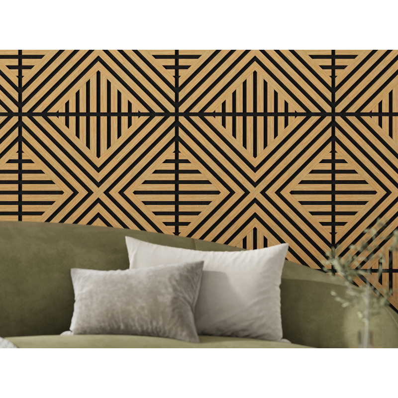 Mexen Linea 06 panneau mural acoustique 60 x 60 cm (4 pièces), feutre 9 mm, placage technique, Chêne Classic