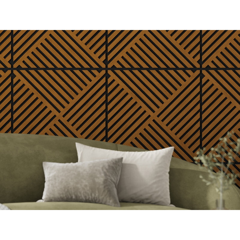 Mexen Linea 08 panneau mural acoustique 60 x 60 cm (4 pcs), feutre 9 mm, placage technique, Chêne Naturel - S110-60607-08-042