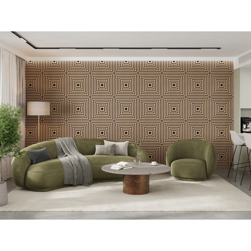 Mexen Linea 13 panneau mural acoustique 60 x 60 cm (4 pcs.), feutre 9 mm, placage technique, Chêne blanchi - S110-60607-13-040