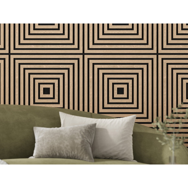 Mexen Linea 13 panneau mural acoustique 60 x 60 cm (4 pcs.), feutre 9 mm, placage technique, Chêne blanchi - S110-60607-13-040