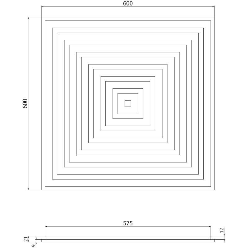 Mexen Linea 13 panneau mural acoustique 60 x 60 cm (4 pièces), feutre 9 mm, placage technique, Chêne Classique