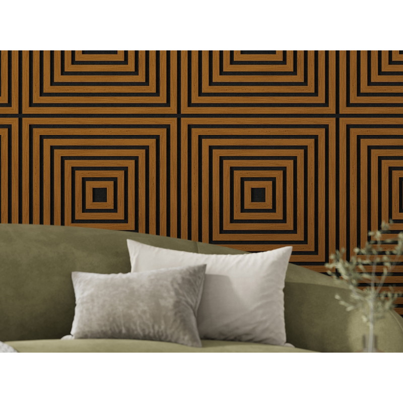 Mexen Linea 13 panneau mural acoustique 60 x 60 cm (4 pièces), feutre 9 mm, placage technique, Chêne Naturel