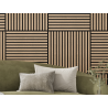 Mexen Linea 15 panneau mural acoustique 60 x 60 cm (4 pcs), feutre 9 mm, placage technique, Chêne blanchi - S110-60607-15-040