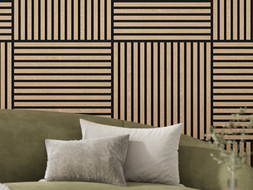 Mexen Linea 15 panneau mural acoustique 60 x 60 cm (4 pcs), feutre 9 mm, placage technique, Chêne blanchi - S110-60607-15-040