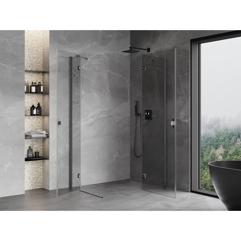 Mexen Mist-H Duo cabine de douche battante droite 75 x 90 cm, transparent, métal gun - 8A5-075L-090P-95-00
