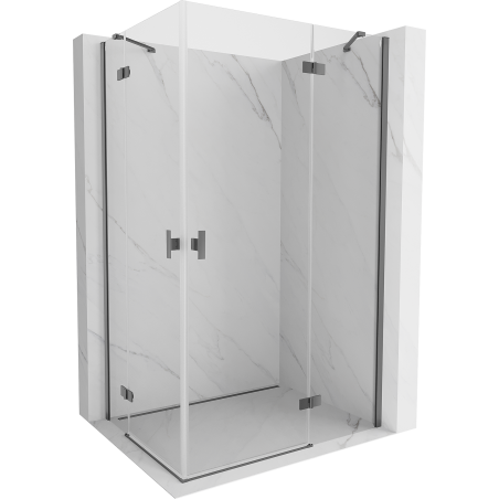 Mexen Mist-H Duo cabine de douche battante droite 75 x 90 cm, transparent, métal gun - 8A5-075L-090P-95-00