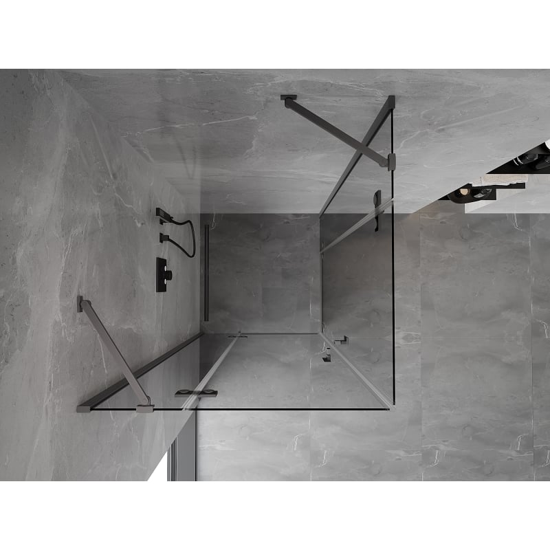 Mexen Mist-H Cabine de douche pivotante Duo 90 x 90 cm, transparent, métal gris - 8A5-090L-090P-95-00