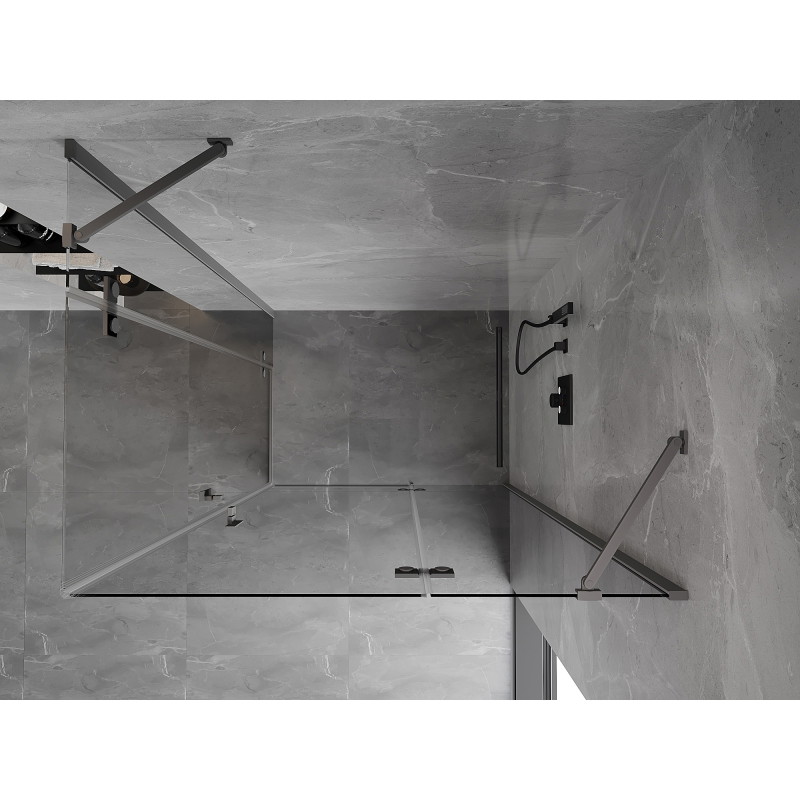 Mexen Mist-H Duo cabine de douche pivotante droite 70 x 105 cm, transparent, gun metal - 8A5-070L-105P-95-00