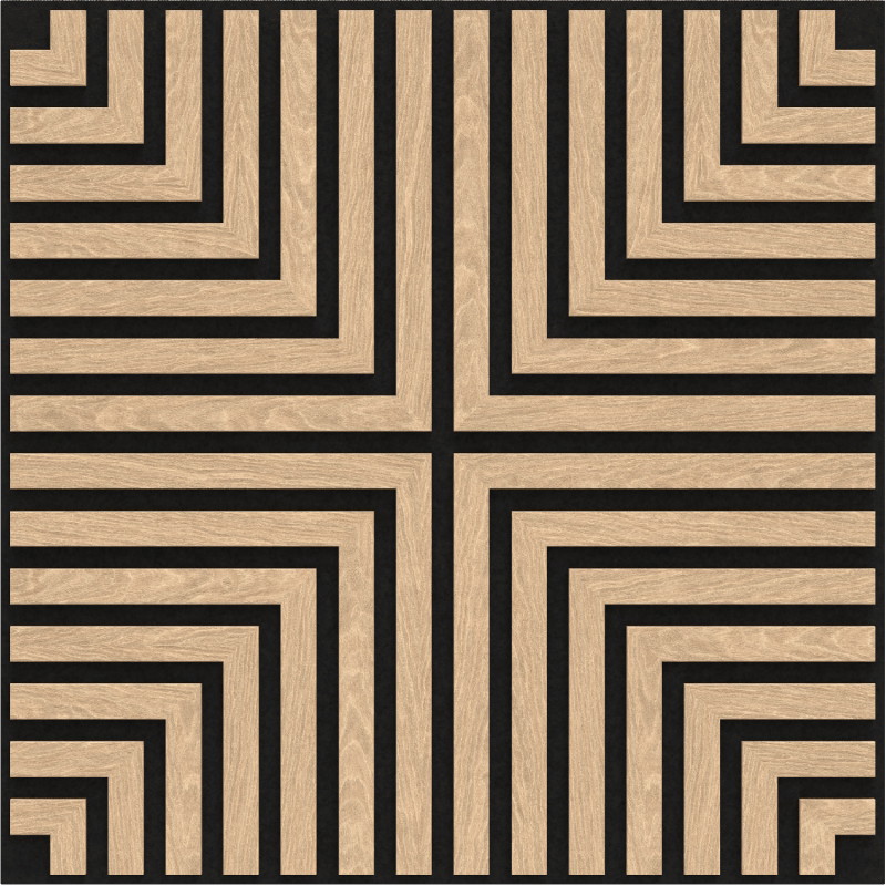 Mexen Linea 02 panneau mural acoustique 60 x 60 cm (4pcs), feutre 9 mm, placage technique, Chêne Blanchi - S110-60607-02-040