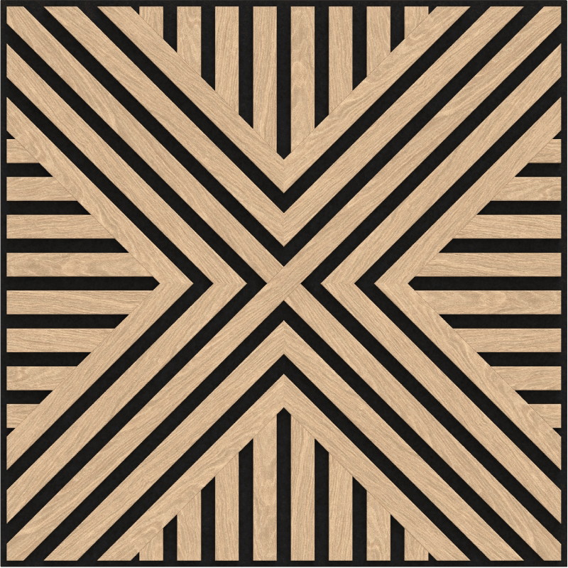 Mexen Linea 06 panneau mural acoustique 60 x 60 cm (4 pcs), feutre 9 mm, placage technique, Chêne blanchi - S110-60607-06-040