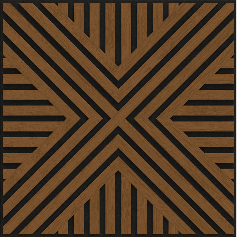 Mexen Linea 06 panneau mural acoustique 60 x 60 cm (4 pcs), feutre 9 mm, placage technique, Chêne Naturel - S110-60607-06-042