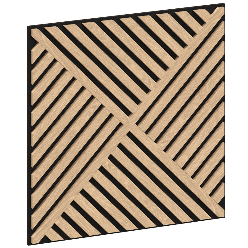 Mexen Linea 08 panneau mural acoustique 60 x 60 cm (4 pièces), feutre 9 mm, placage technique, Chêne Blanchi
