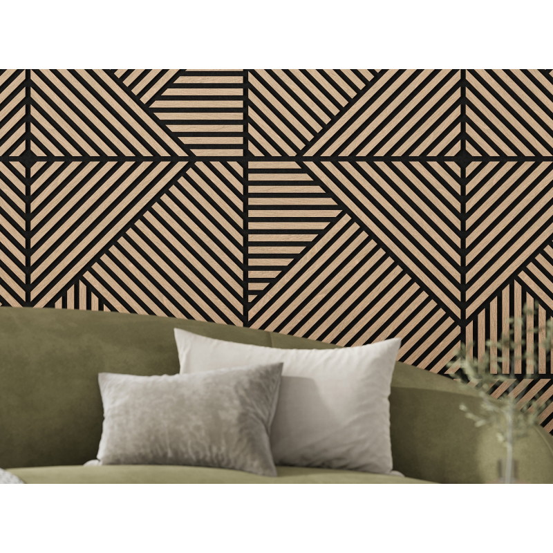 Mexen Linea 25 panneau mural acoustique 60 x 60 cm (4 pcs), feutre 9 mm, placage technique, Chêne Blanchi - S110-60607-25-040