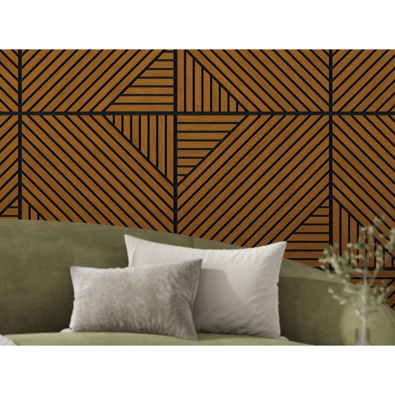 Mexen Linea 26 panneau mural acoustique 60 x 60 cm (4 pcs), feutre 9 mm, placage technique, Chêne Naturel - S110-60607-26-042