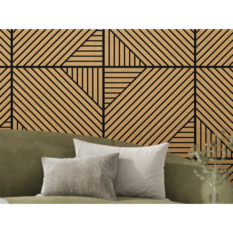 Mexen Linea 26 panneau mural acoustique 60 x 60 cm (4 pcs), feutre 9 mm, placage technique, Chêne Classique - S110-60607-26-041