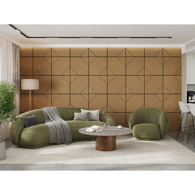 Mexen Linea 26 panneau mural acoustique 60 x 60 cm (4 pcs), feutre 9 mm, placage technique, Chêne Classique - S110-60607-26-041