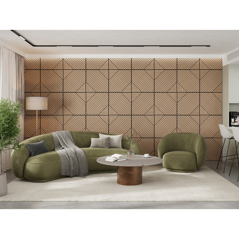 Mexen Linea 26 panneau mural acoustique 60 x 60 cm (4pcs), feutre 9 mm, placage technique, Chêne blanchi - S110-60607-26-040