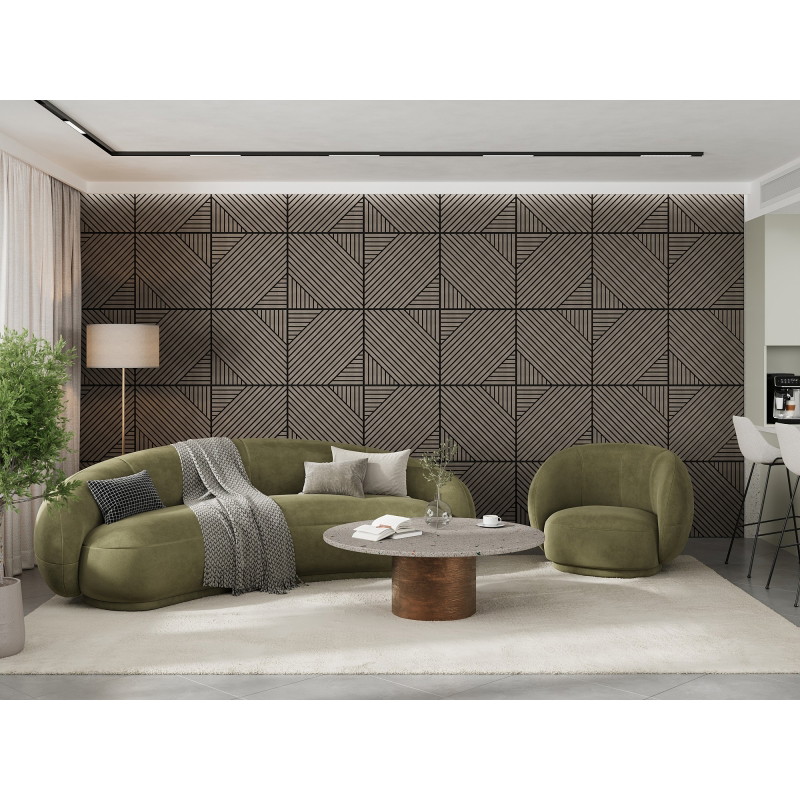 Mexen Linea 26 panneau mural acoustique 60 x 60 cm (4pcs), feutre 9 mm, placage technique, Chêne Gris - S110-60607-26-043