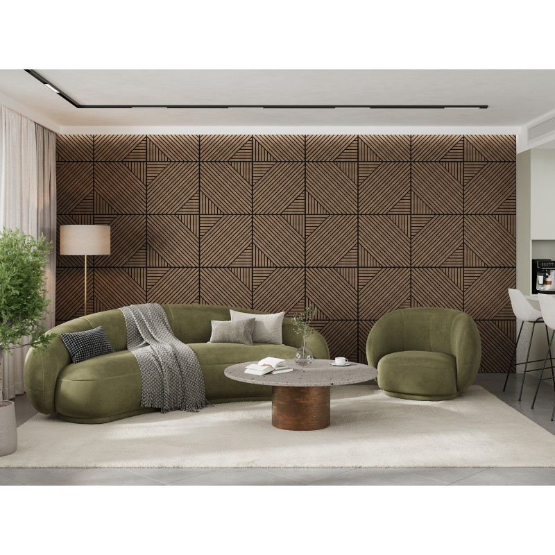 Mexen Linea 26 panneau mural acoustique 60 x 60 cm (4 pcs), feutre 9 mm, placage technique, Noyer Foncé - S110-60607-26-044