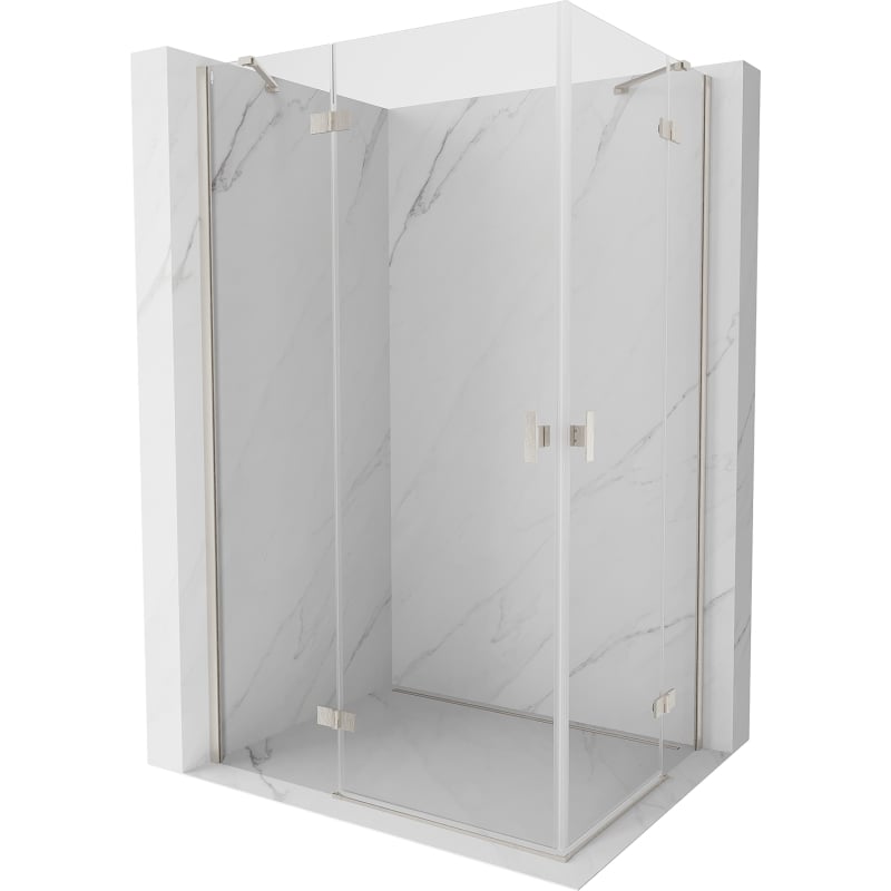 Mexen Mist-H Duo cabine de douche pivotante gauche 110 x 75 cm, transparent, nickel brossé - 8A5-110L-075P-97-00